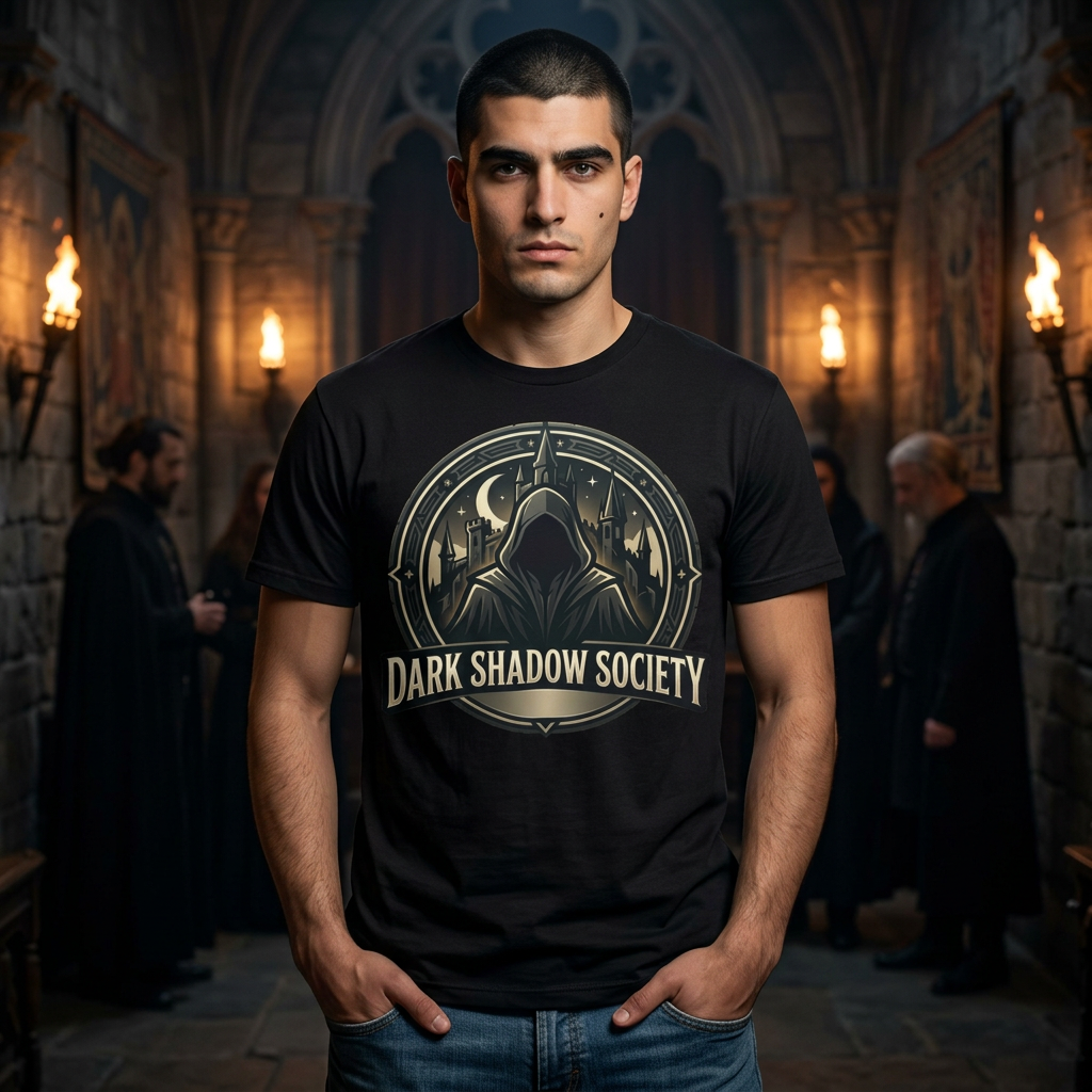 Dark Shadow Society Tee — Gothic Vintage Graphic T-Shirt
