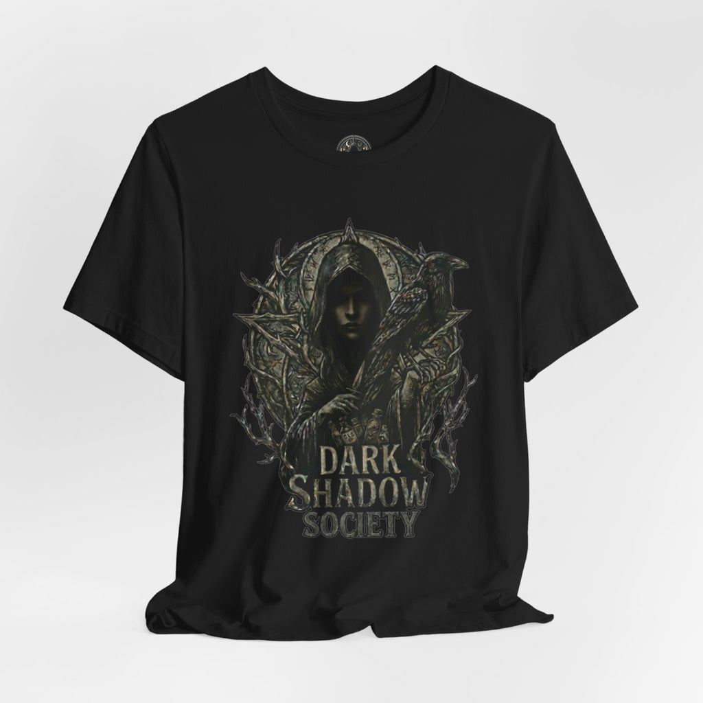 Dark Shadow Society Witch Tee — Gothic Witchcraft Graphic T-Shirt