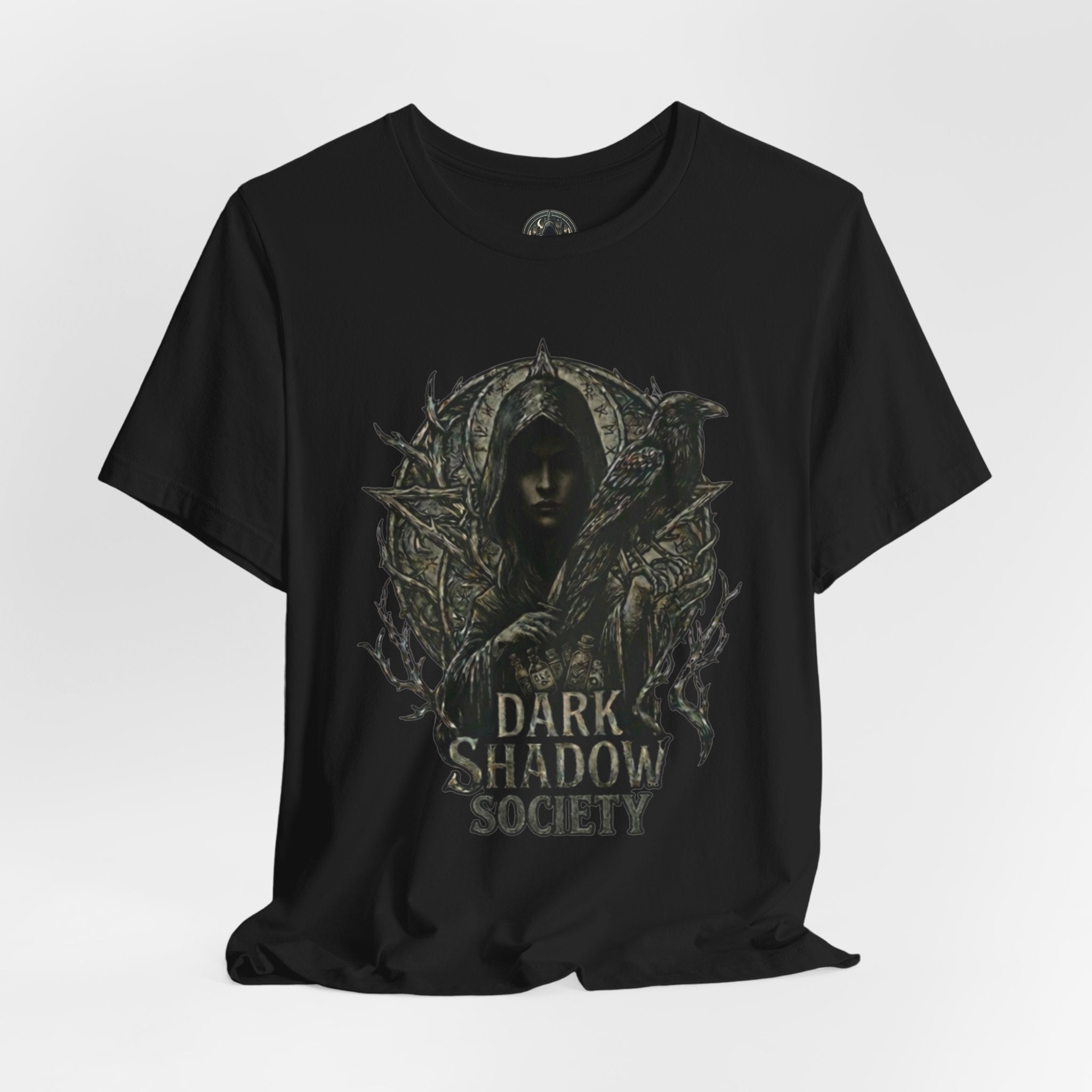 Dark Shadow Society Witch Tee — Gothic Witchcraft Graphic T-Shirt
